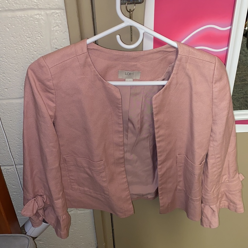 Loft Pink Blazer with Bows on Sleeve - Picture 2 of 4